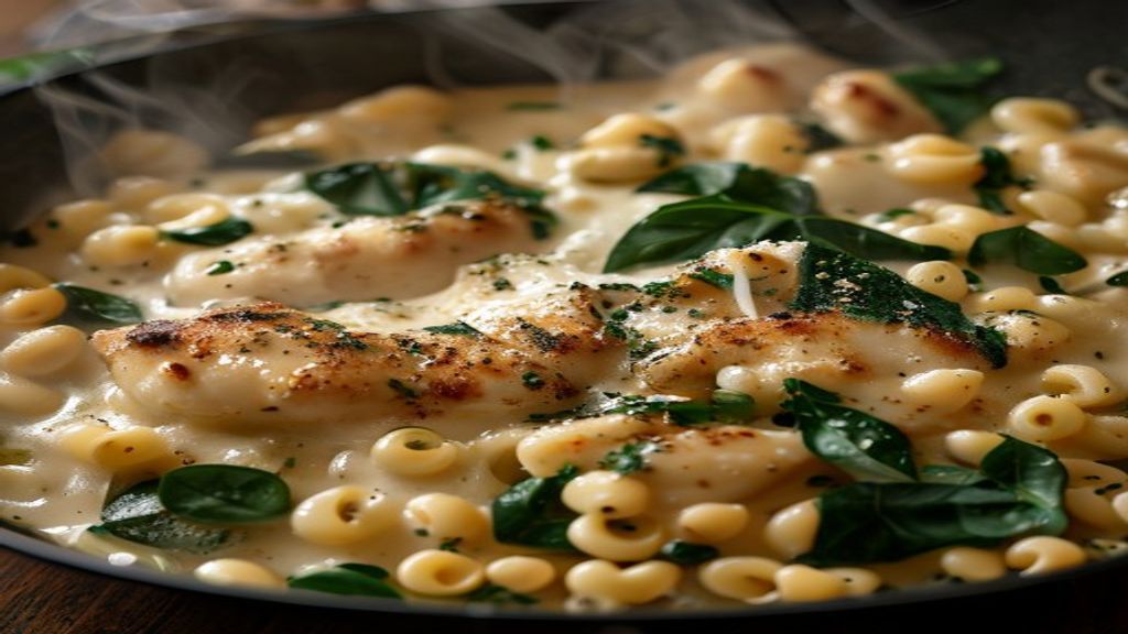 One-Pan Creamy Garlic Chicken and Orzo