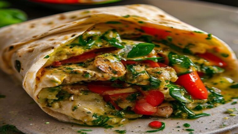 15-Minute Pesto Chicken Wraps with Fresh Veggies