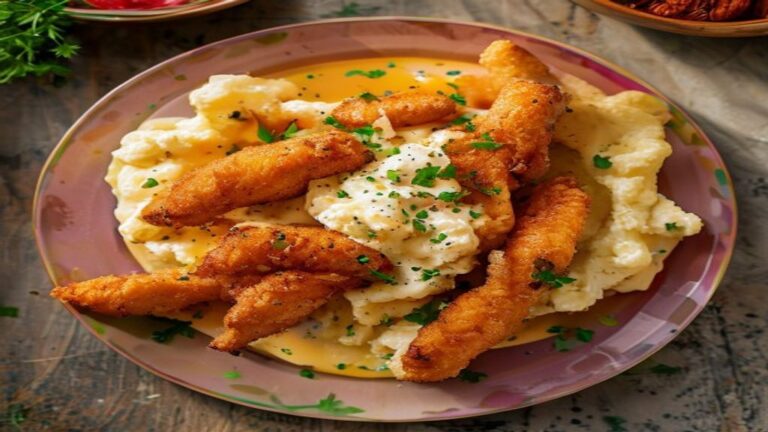 Cheesy Baked Chicken Tenders & Hidden Veggie Mash