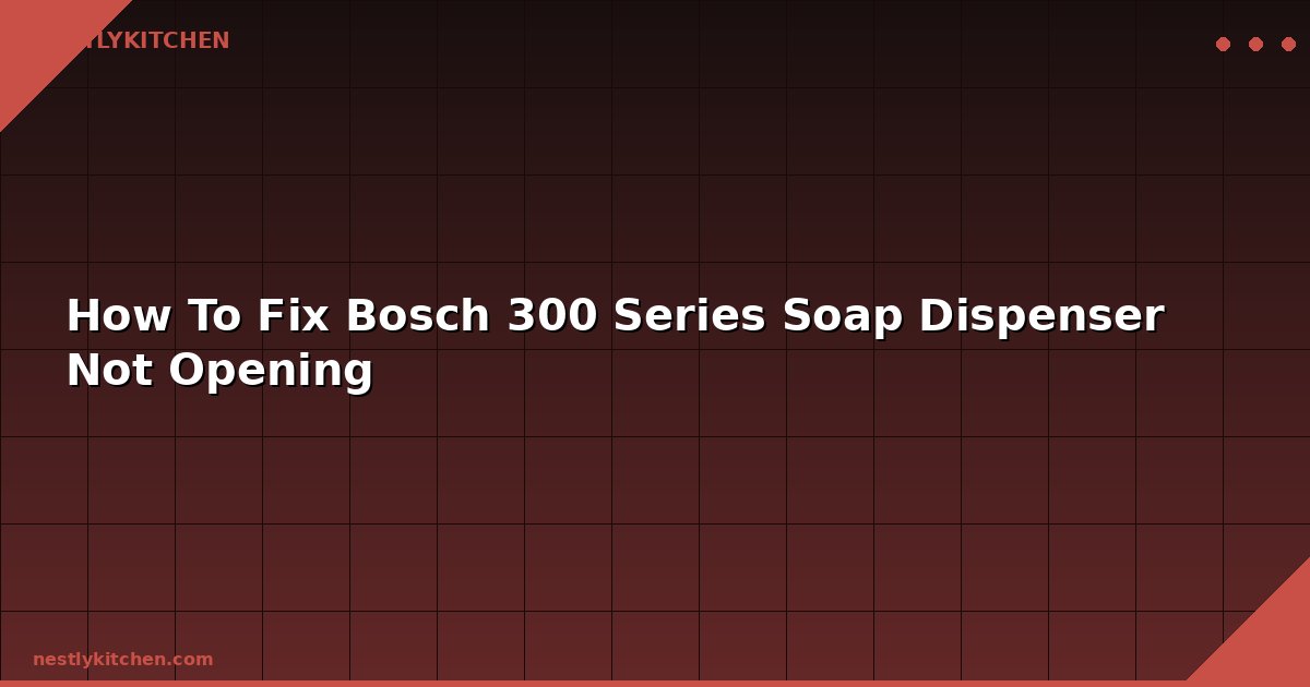 How To Fix Bosch 300 Series Soap Dispenser Not Opening