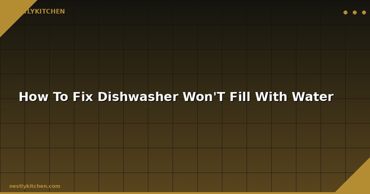 How To Fix Dishwasher Won'T Fill With Water