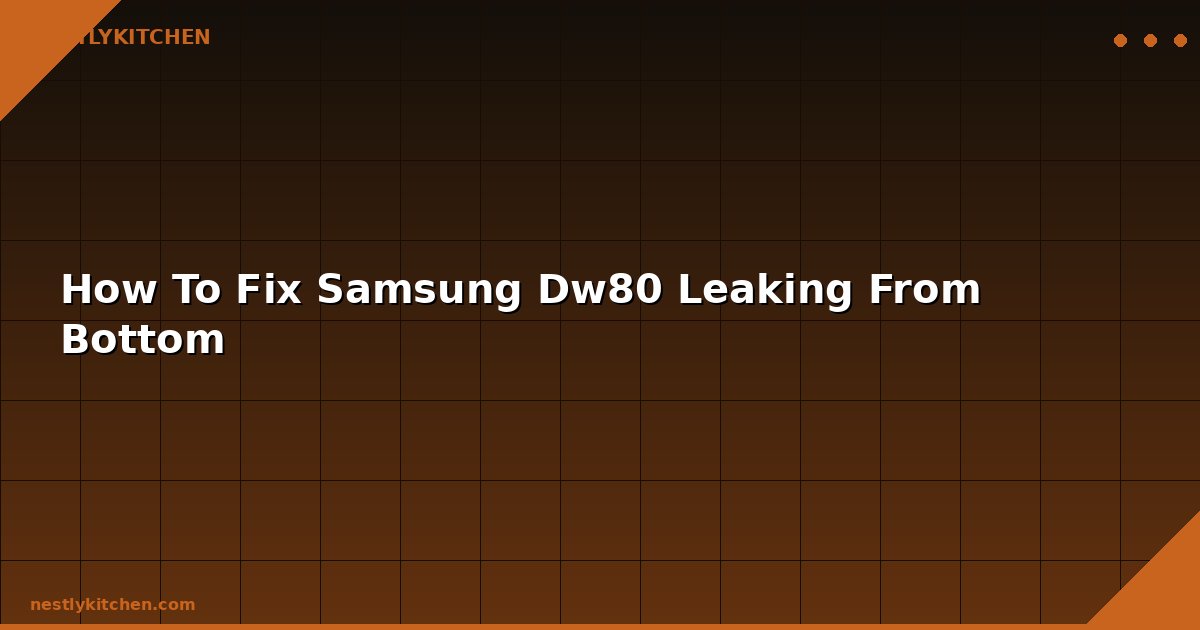 How To Fix Samsung Dw80 Leaking From Bottom