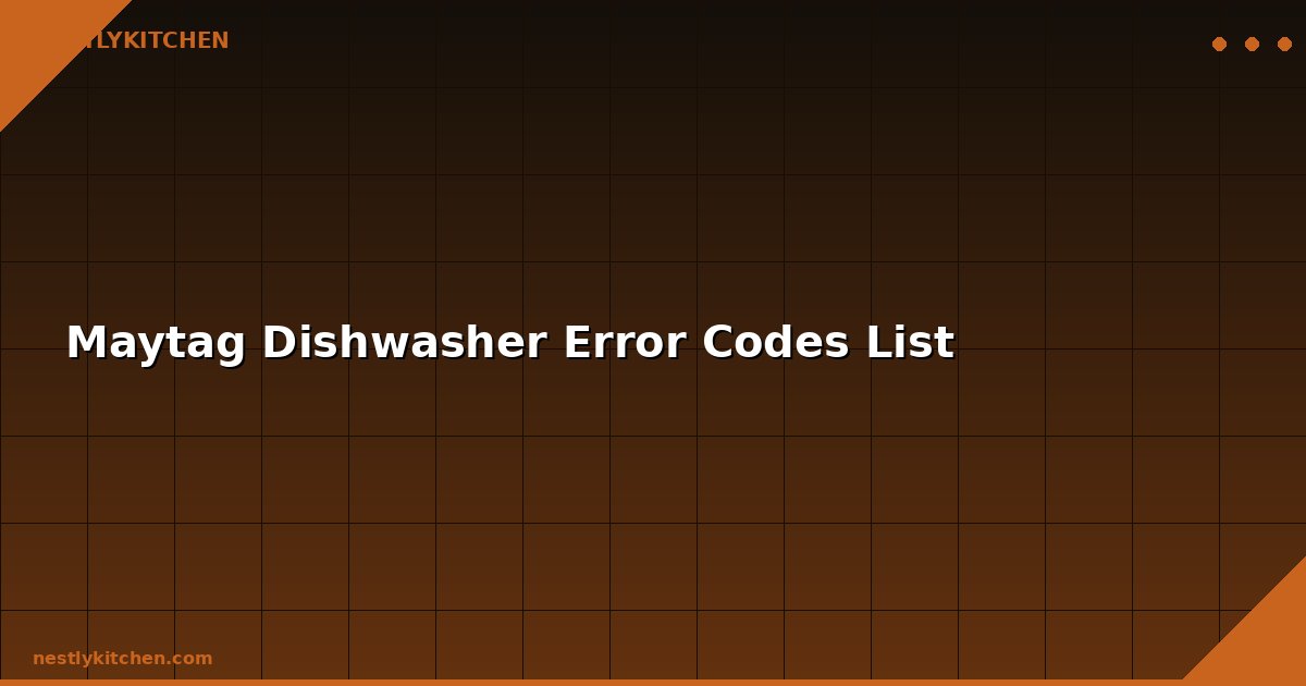 Maytag Dishwasher Error Codes List