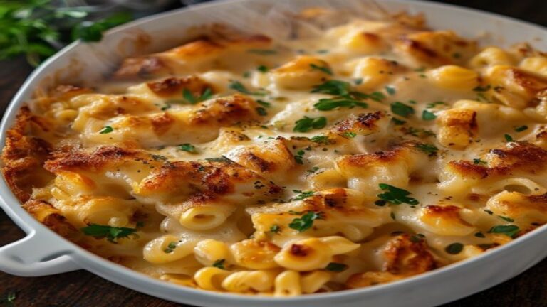 One-Pan Creamy Garlic Chicken & Pasta Bake