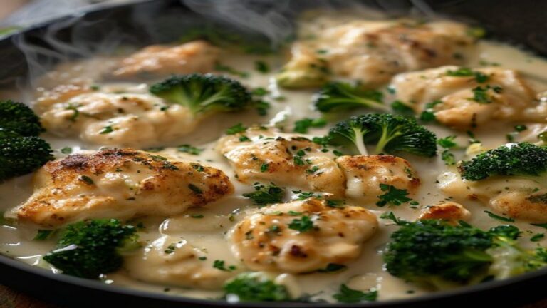 One-Pan Creamy Garlic Parmesan Chicken and Broccoli